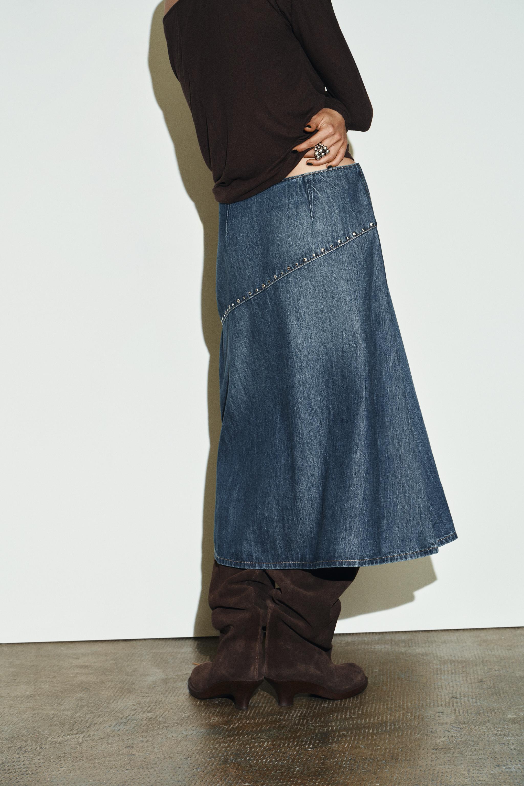 TRF DENIM STUD SKIRT